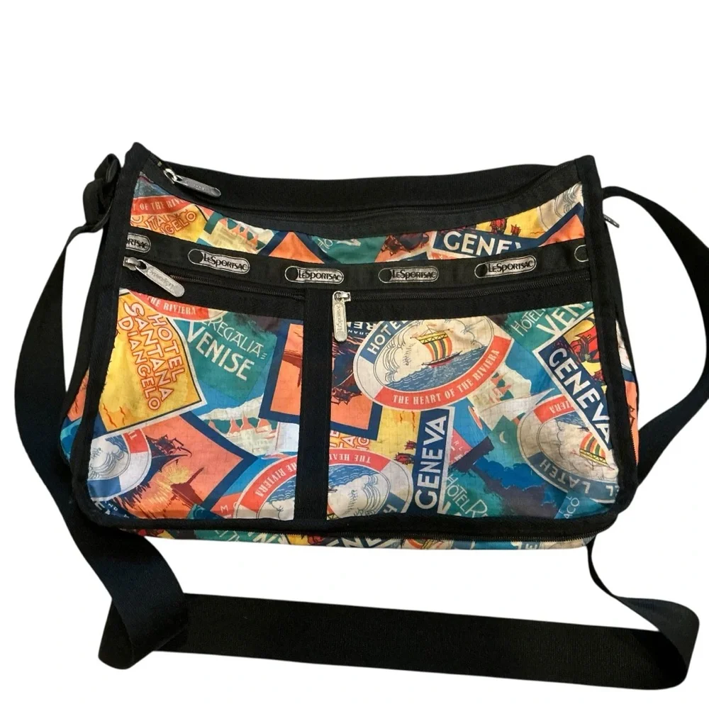 Vintage LeSportsac yacht pattern multicolored shoulder bag